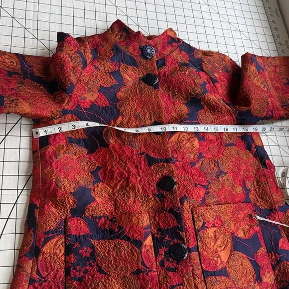 1960s Style Brocade Swing Jacket “Jackie O” Evening Coat • Mandarin Collar - Picture 6 of 15